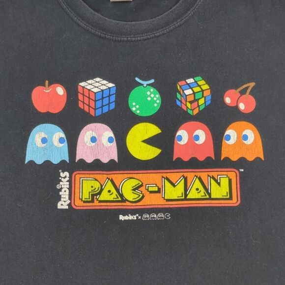 Pac-Man x Rubiks Cube Retro Games T-Shirt Men's Size XL Black Tshirt - Picture 2 of 6